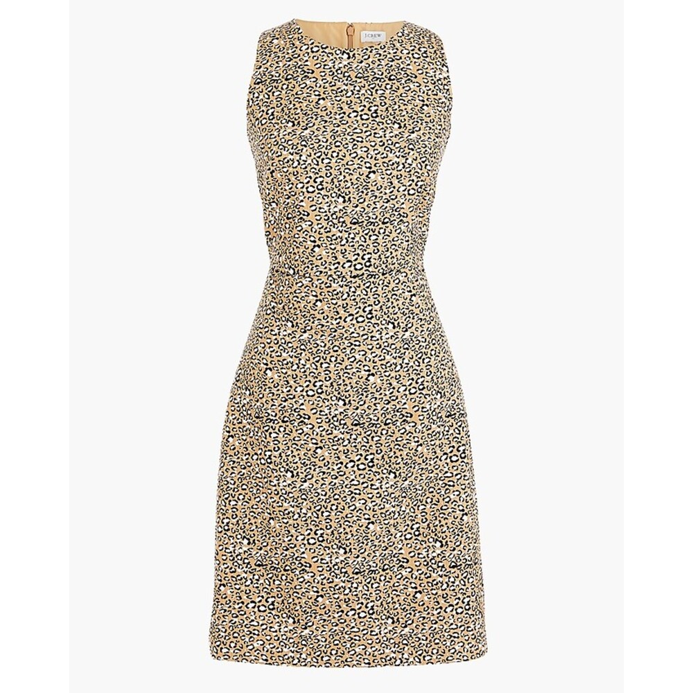 J. CREW Basketweave Leopard Print Sleevless Canvas Bodycon Mini Dress Size 6